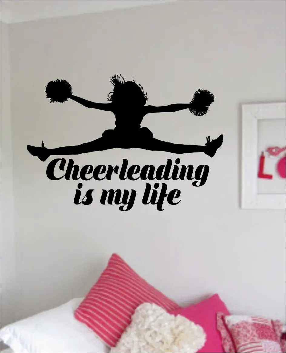 Cheerleading Is My Life Decal Sticker Room Bedroom Wall Vinyl Art Decor Girl Boy Teen Kids Sports School Cheerleader Cheer Lead Dance Sing Jump Stunt Tumble Spirit 1