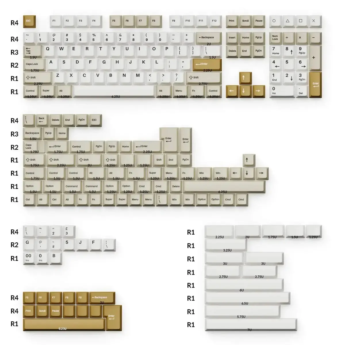 Keychron - Cherry Profile Double - Shot Pbt Full Set Keycaps - Camel 1