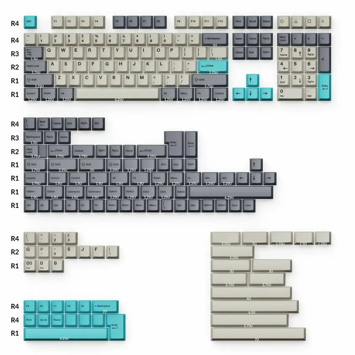 Keychron - Cherry Profile Double - Shot Pbt Full Set Keycaps - Dolch Blue 1