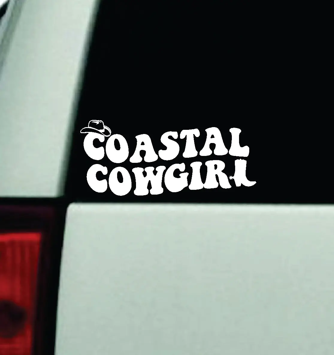 Coastal Cowgirl Car Decal Truck Window Windshield Rearview Jdm Bumper Sticker Vinyl Quote Boy Girls Funny Mom Milf Trendy Cute Cowboy Boots Hat Cute Beach 1