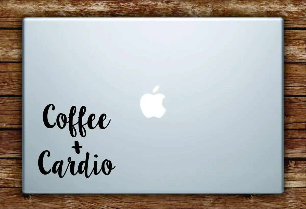 Coffee And Cardio Laptop Apple Macbook Quote Wall Decal Sticker Art Vinyl Beautiful Inspirational Funny Gym Work Out Fitness 1