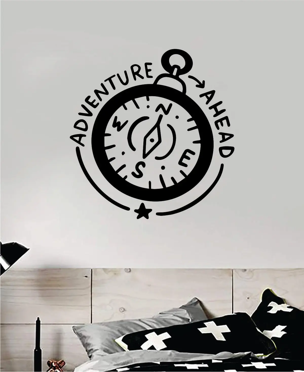 Compass Adventure Ahead Wall Decal Decor Sticker Vinyl Art Bedroom Room Nautical Travel Inspirational Quote Teen Baby Nursery 1