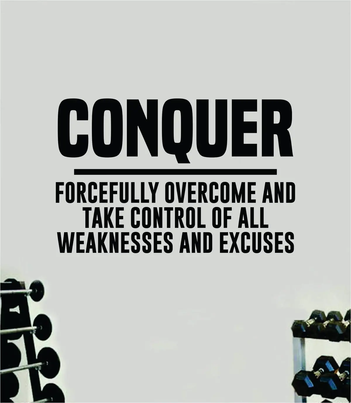 Conquer V3 Wall Decal Sticker Vinyl Art Wall Bedroom Room Home Decor Inspirational Motivational Teen Sports Gym Lift Weights Fitness Workout Men Girls Health 1