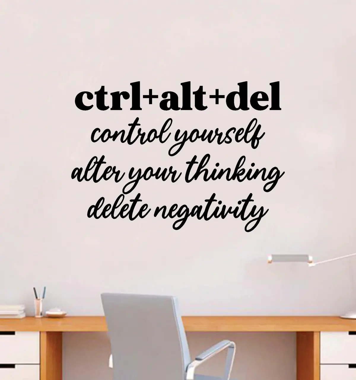 Control Alt Delete Quote Wall Decal Sticker Bedroom Room Art Vinyl Inspirational Motivational Kids Teen Baby Nursery School Girls Self Love Positive Affirmations Mental Health Aesthetic Yoga 1