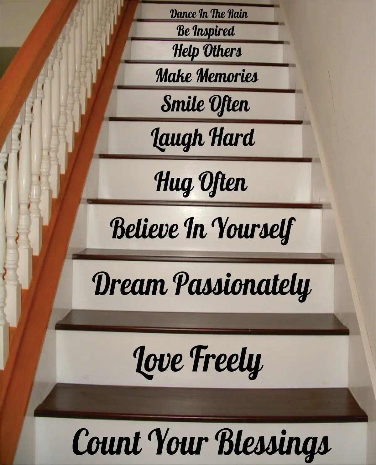 Count Your Blessings Stairs Quote Wall Decal Sticker Room Art Vinyl Family Peace Happy Home House Staircase Dream Inspire Dance Smile 1