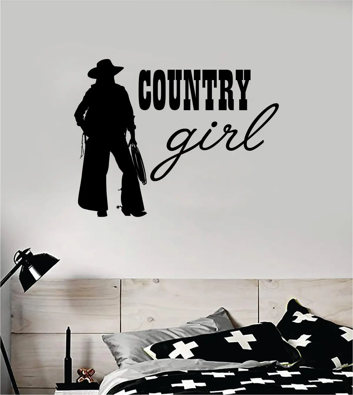 Country Girl Wall Decal Sticker Vinyl Home Decor Art Rodeo Farm Southern American Cowgirl Girls Teen Cowboy 1