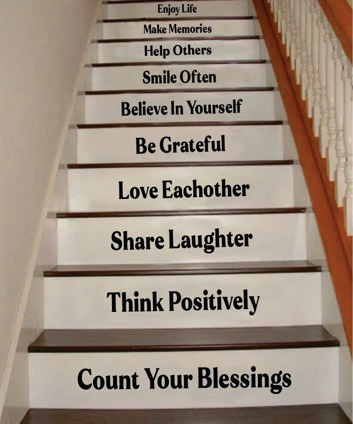 Count Your Blessings Stairs V2 Quote Wall Decal Sticker Room Art Vinyl Family Peace Happy Home House Staircase Mom Stairway Inspirational 1