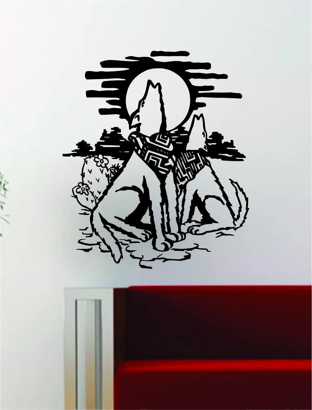 Coyotes Decal Wall Vinyl Art Decor Room Animal Beautiful Moon 1