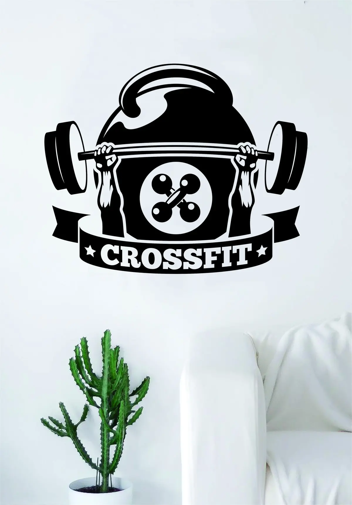Crossfit V3 Quote Fitness Health Work Out Gym Decal Sticker Wall Vinyl Art Wall Room Decor Weights Dumbbell Motivation Inspirational 1