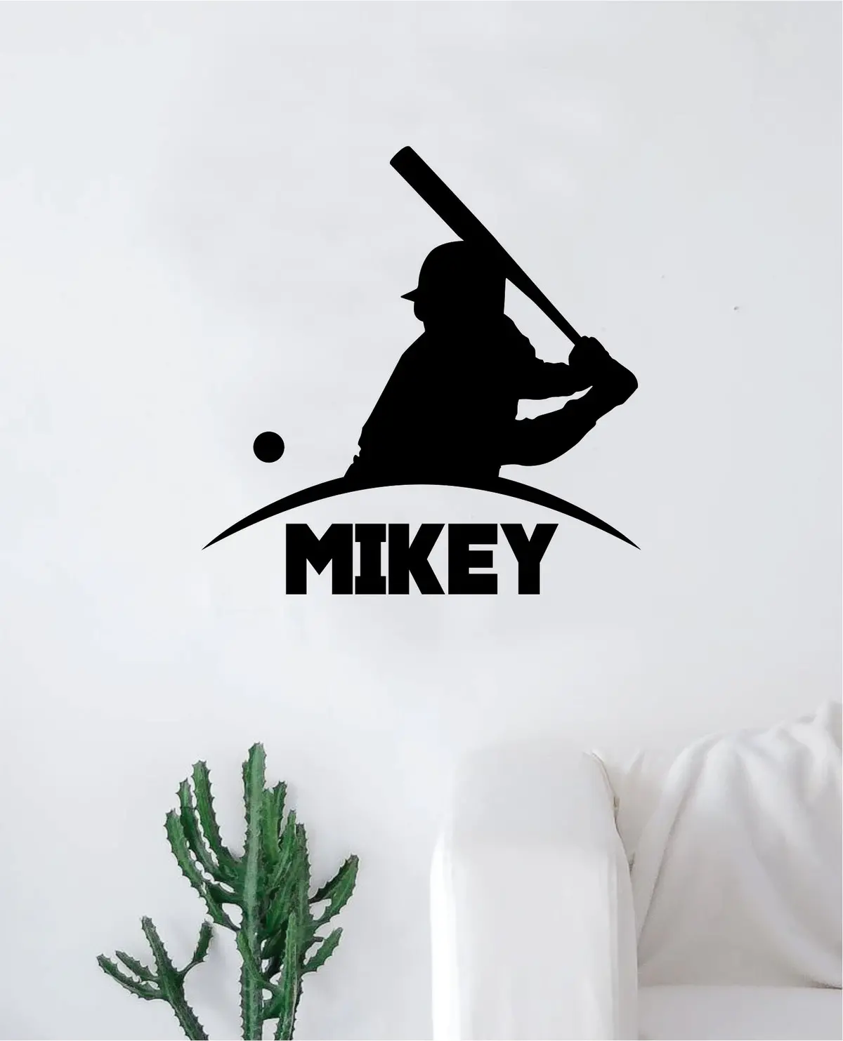 Custom Baseball Name Quote Decal Sticker Wall Vinyl Art Home Decor Inspirational Sports Teen Softball Ball Homerun Customized Personalized 1