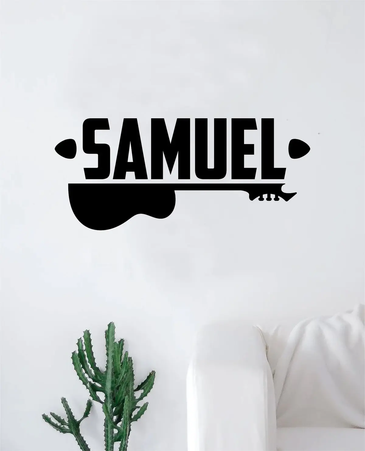 Custom Guitar Name V2 Wall Decal Sticker Bedroom Room Art Vinyl Home Decor Music Teen Kids Customized Personalized 1