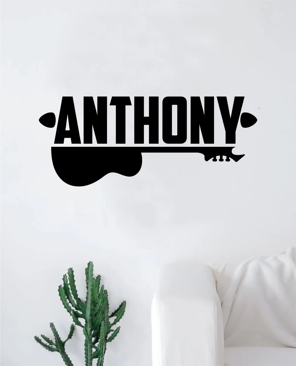 Custom Guitar Name V2 Wall Decal Sticker Bedroom Room Art Vinyl Home Decor Music Teen Kids Customized Personalized 2