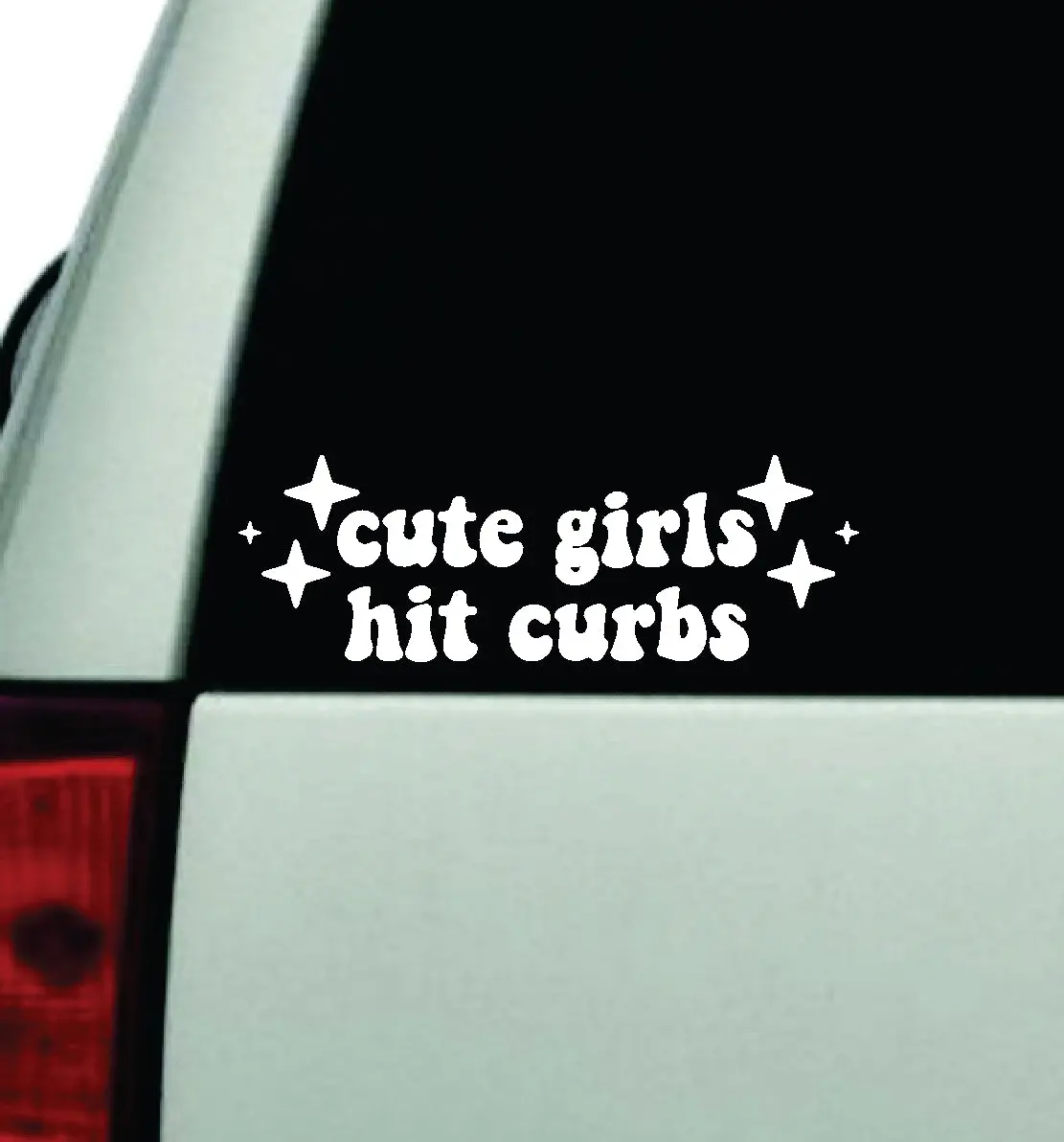 Cute Girls Hit Curbs Car Decal Truck Window Windshield Rearview Jdm Bumper Sticker Vinyl Quote Boy Funny Mom Milf Women Trendy Aesthetic Bestie 1