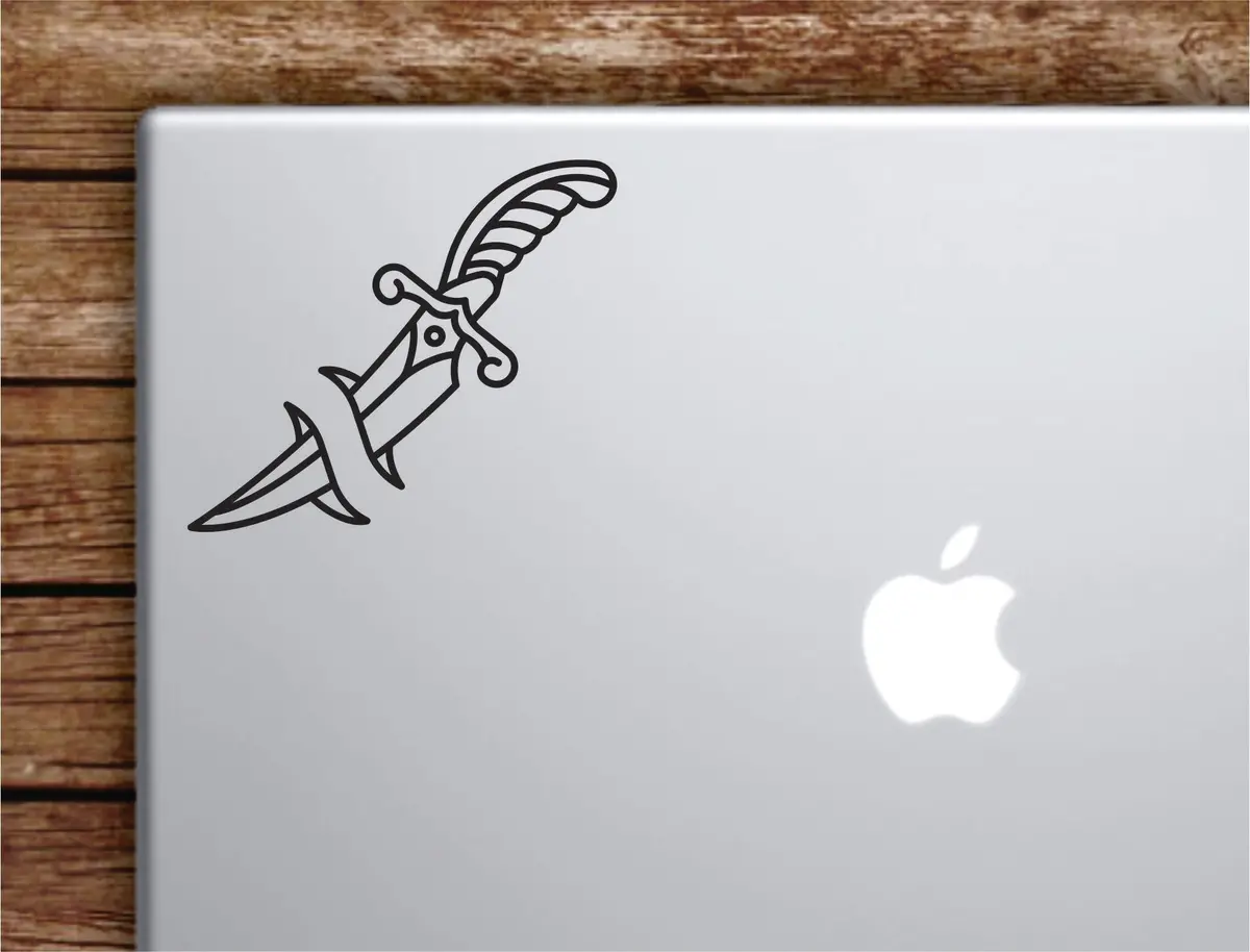 Dagger Laptop Wall Decal Sticker Vinyl Art Quote Macbook Apple Decor Car Window Truck Teen Inspirational Girls Traditional Tattoo 1