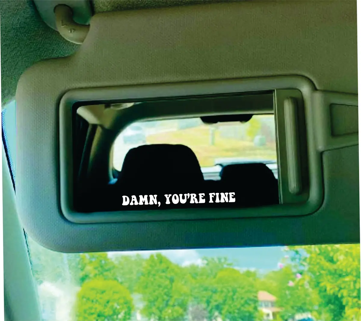 Damn You're Fine Car Mirror Decal Truck Window Rearview Windshield Jdm Bumper Sticker Vinyl Lettering Quote Girls Funny Mom Milf Beauty Make Up Selfie Girlfriend Cute Groovy 1