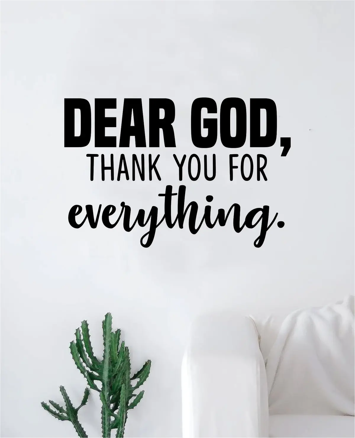 Dear God Thank You Quote Wall Decal Sticker Bedroom Home Room Art Vinyl Inspirational Motivational Teen Decor Religious Bible Verse Blessed Spiritual 1