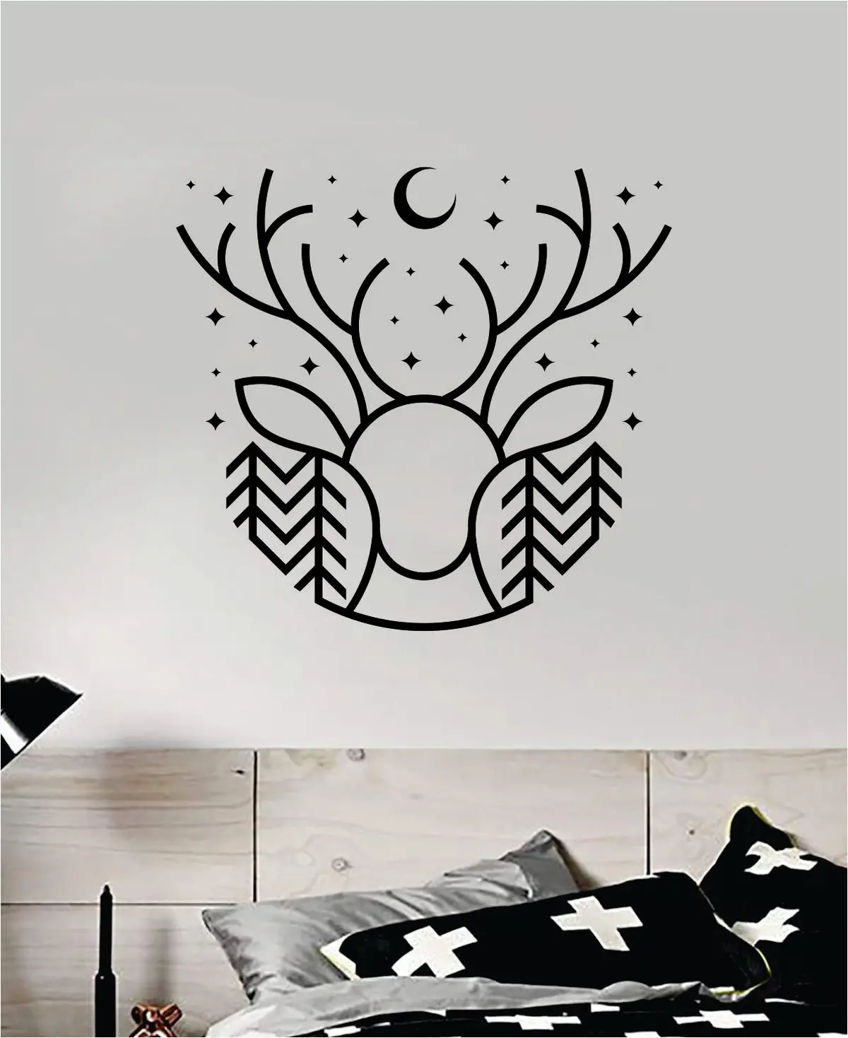 Deer Moon Stars V2 Wall Decal Home Decor Sticker Vinyl Art Room Bedroom Animals Kids Boy Girl Teen Baby Nursery Adventure 1