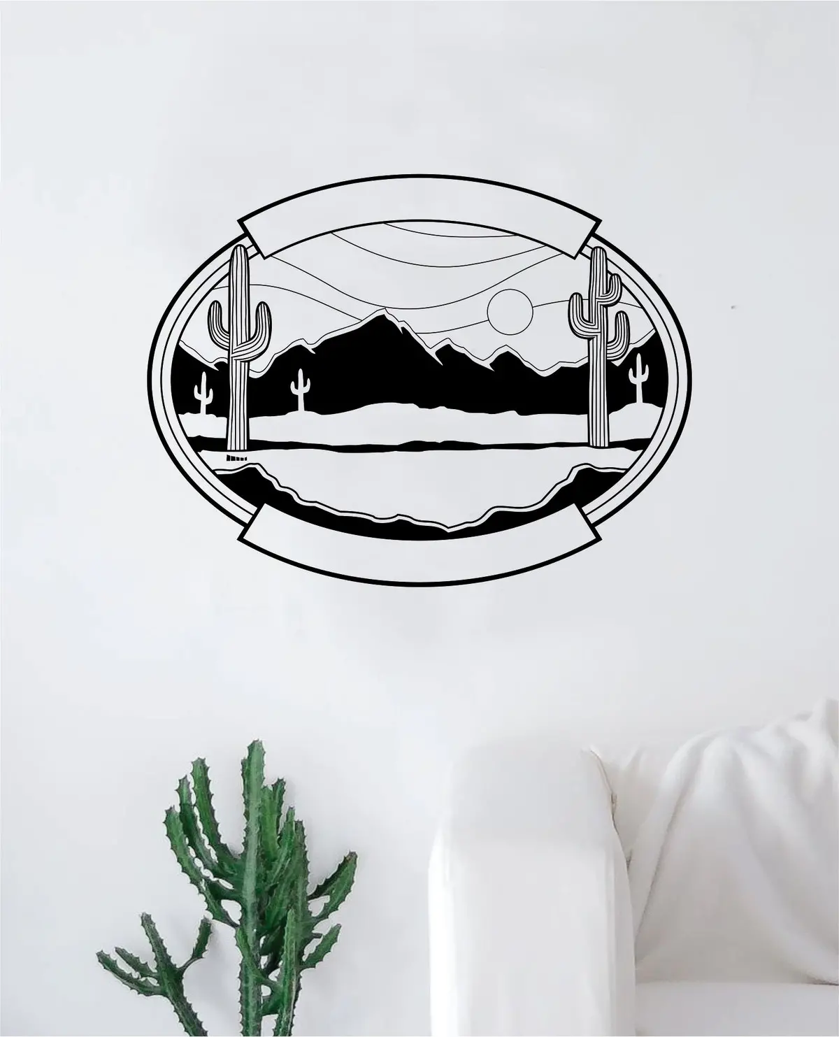 Desert Scene Decal Sticker Wall Vinyl Art Wall Bedroom Room Home Decor Teen Inspirational Teen Kids Nature Cactus Moutnains 1