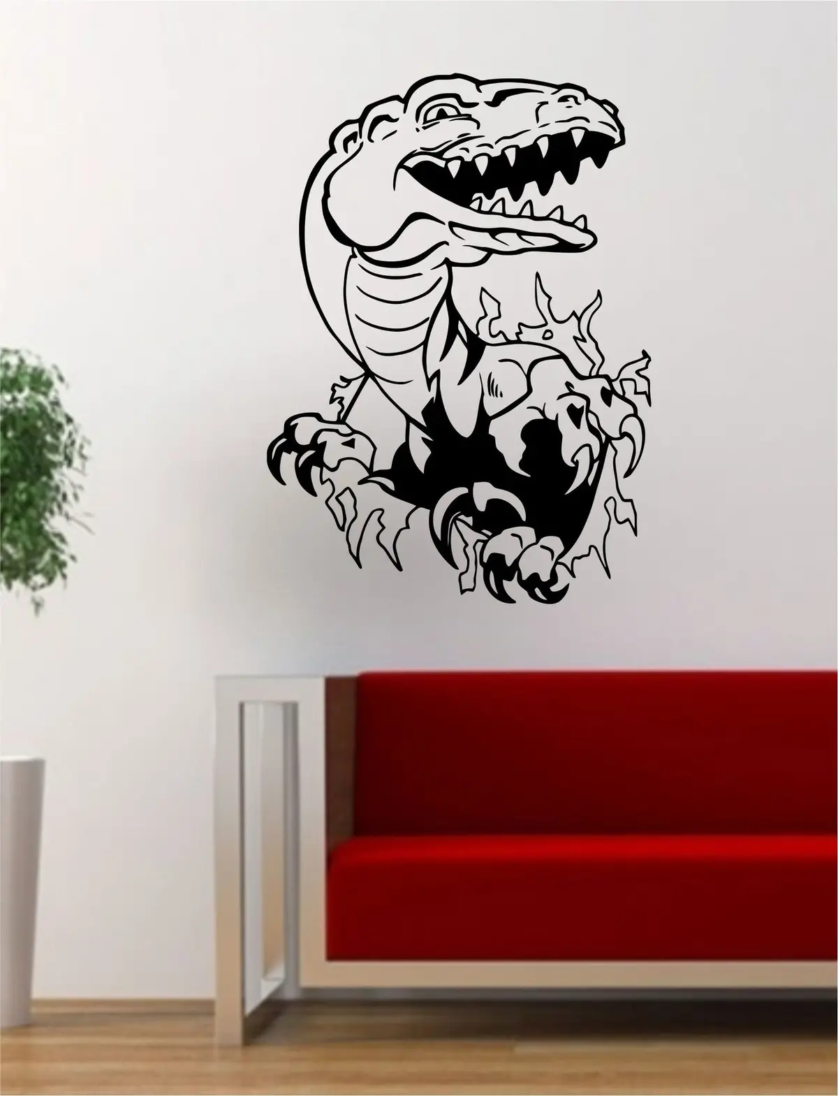 Dinosaur Bursting Through Wall Decal Sticker Wall Vinyl Art Design 1