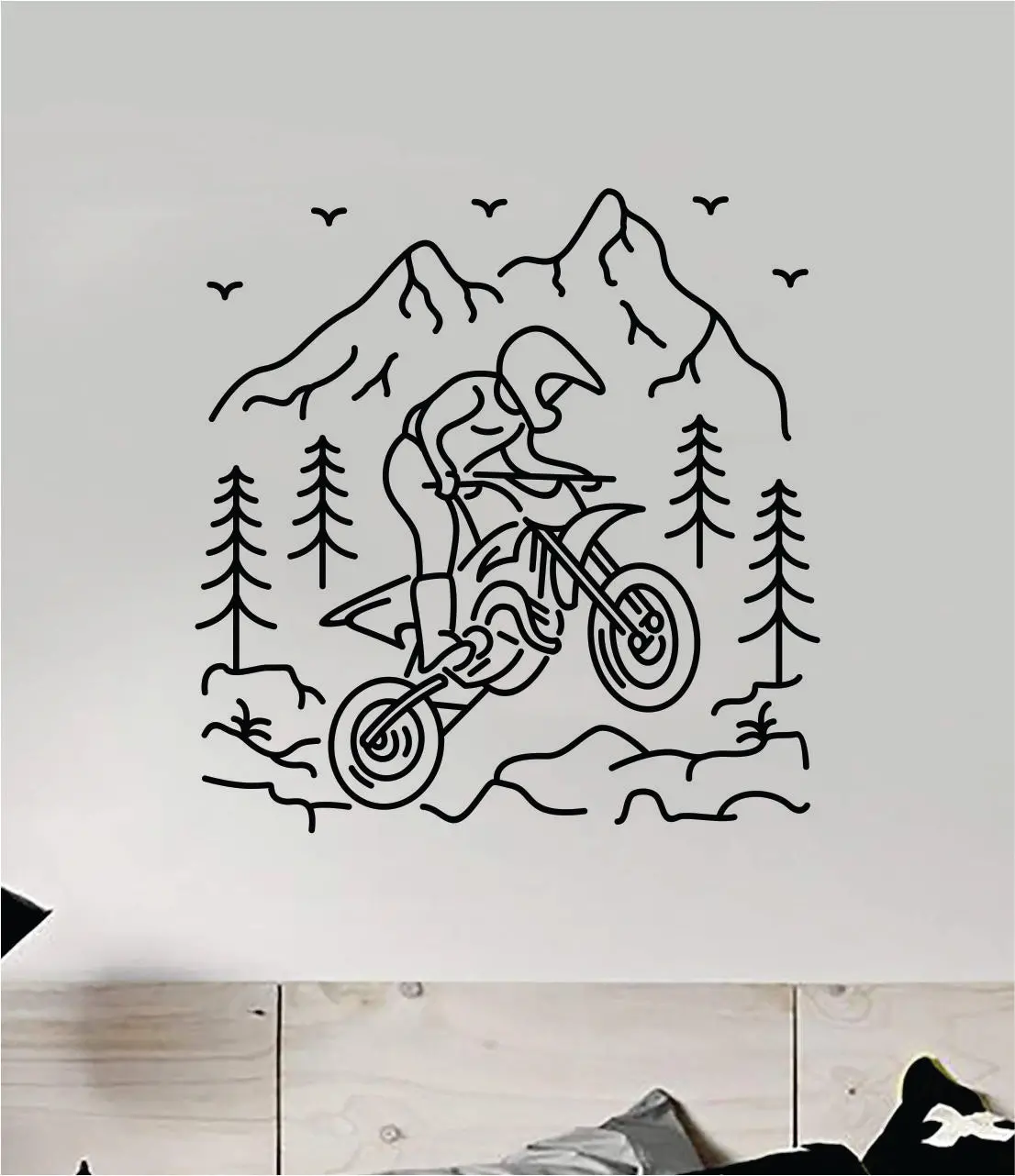 Dirtbike Adventure Wall Decal Sticker Bedroom Room Vinyl Art Home Decor Teen Boy Girl Sports Moto X Auto Rider Biker Race Dirt Brap Racing 1
