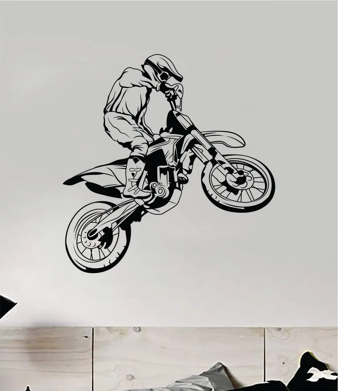 Dirtbiker V10 Wall Decal Sticker Bedroom Room Vinyl Art Home Decor Teen Boy Girl Sports Moto X Auto Rider Biker Race Dirt Brap Racing Dirtbike 1