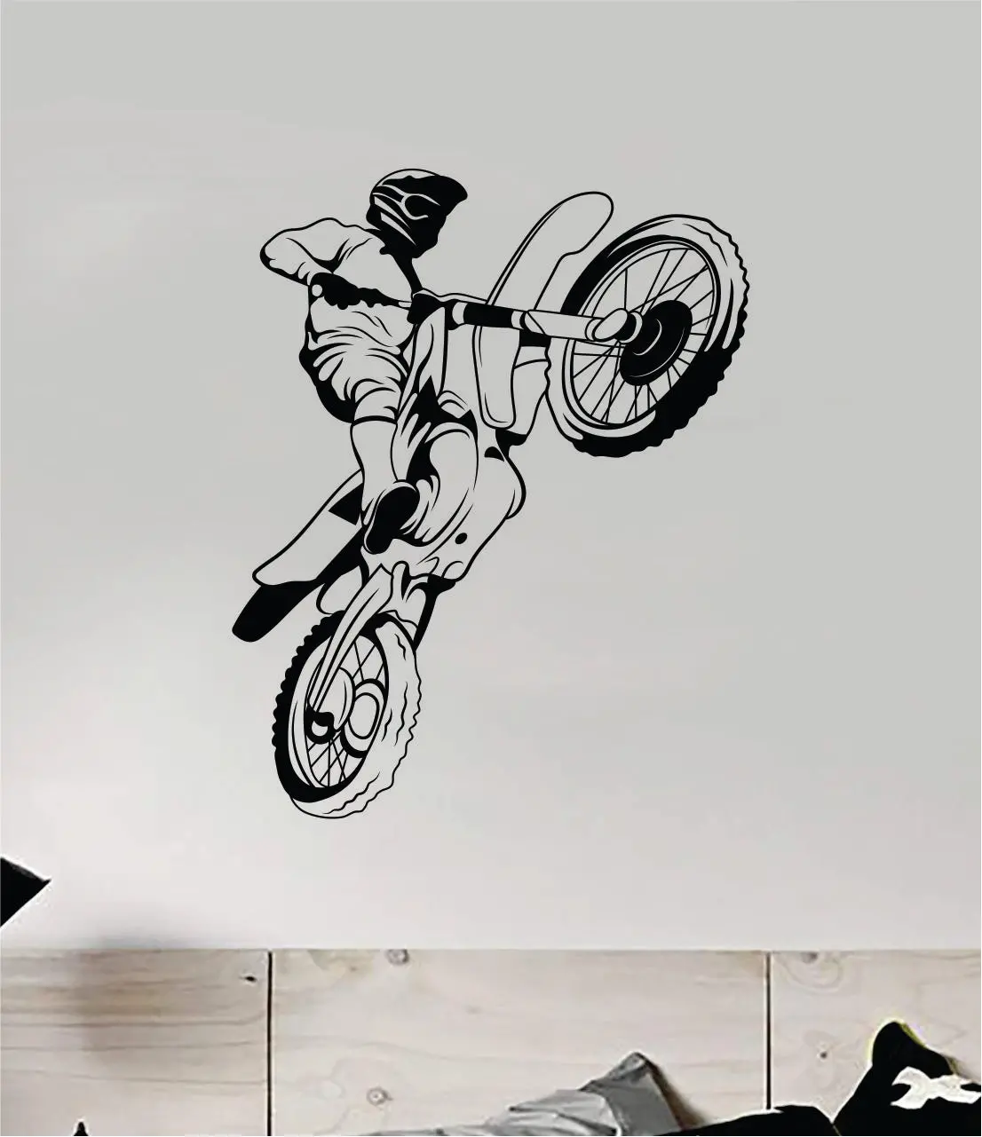 Dirtbiker V11 Wall Decal Sticker Bedroom Room Vinyl Art Home Decor Teen Boy Girl Sports Moto X Auto Rider Biker Race Dirt Brap Racing Dirtbike 1