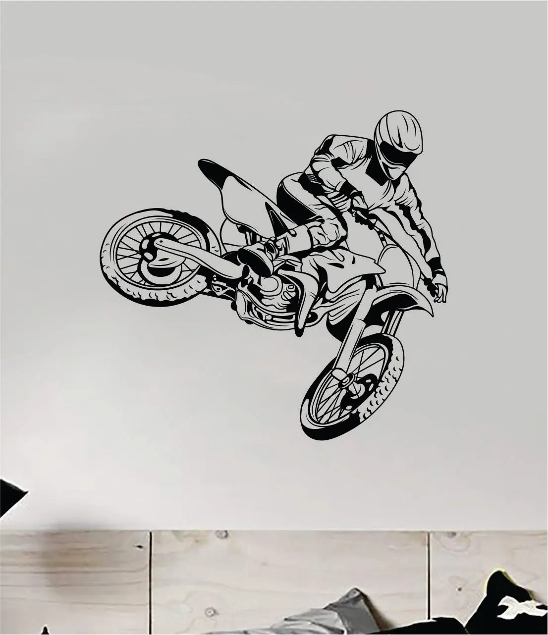 Dirtbiker V9 Wall Decal Sticker Bedroom Room Vinyl Art Home Decor Teen Boy Girl Sports Moto X Auto Rider Biker Race Dirt Brap Racing Dirtbike 1