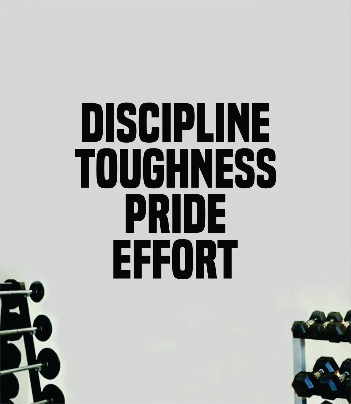 Discipline Toughness Pride Effort Wall Decal Sticker Vinyl Art Wall Bedroom Room Home Decor Inspirational Motivational Teen Sports Gym Lift Weights Fitness Workout Men Girls Health Exercise 1
