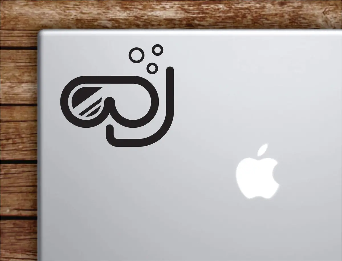 Scuba Dive Mask V2 Laptop Wall Decal Sticker Vinyl Art Quote Macbook Apple Decor Car Window Truck Teen Inspirational Girls Sports Ocean 1