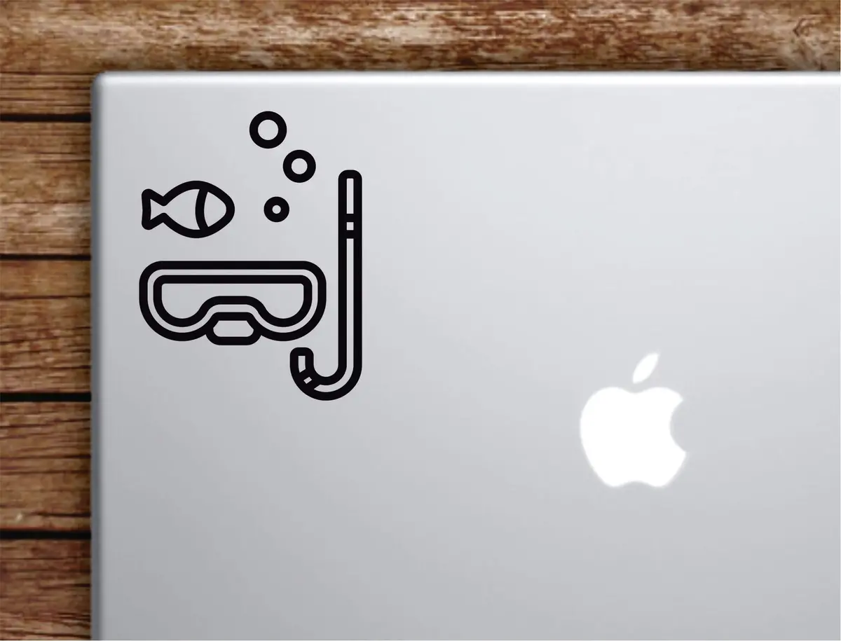 Dive Mask Laptop Wall Decal Sticker Vinyl Art Quote Macbook Apple Decor Car Window Truck Teen Inspirational Girls Ocean Scuba 1