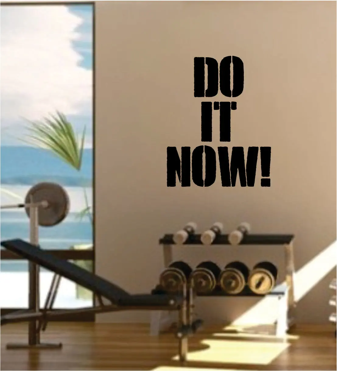 Do It Now Gym Quote Fitness Health Work Out Decal Sticker Wall Vinyl Art Wall Room Decor Weights Dumbbell Motivation Inspirational 1
