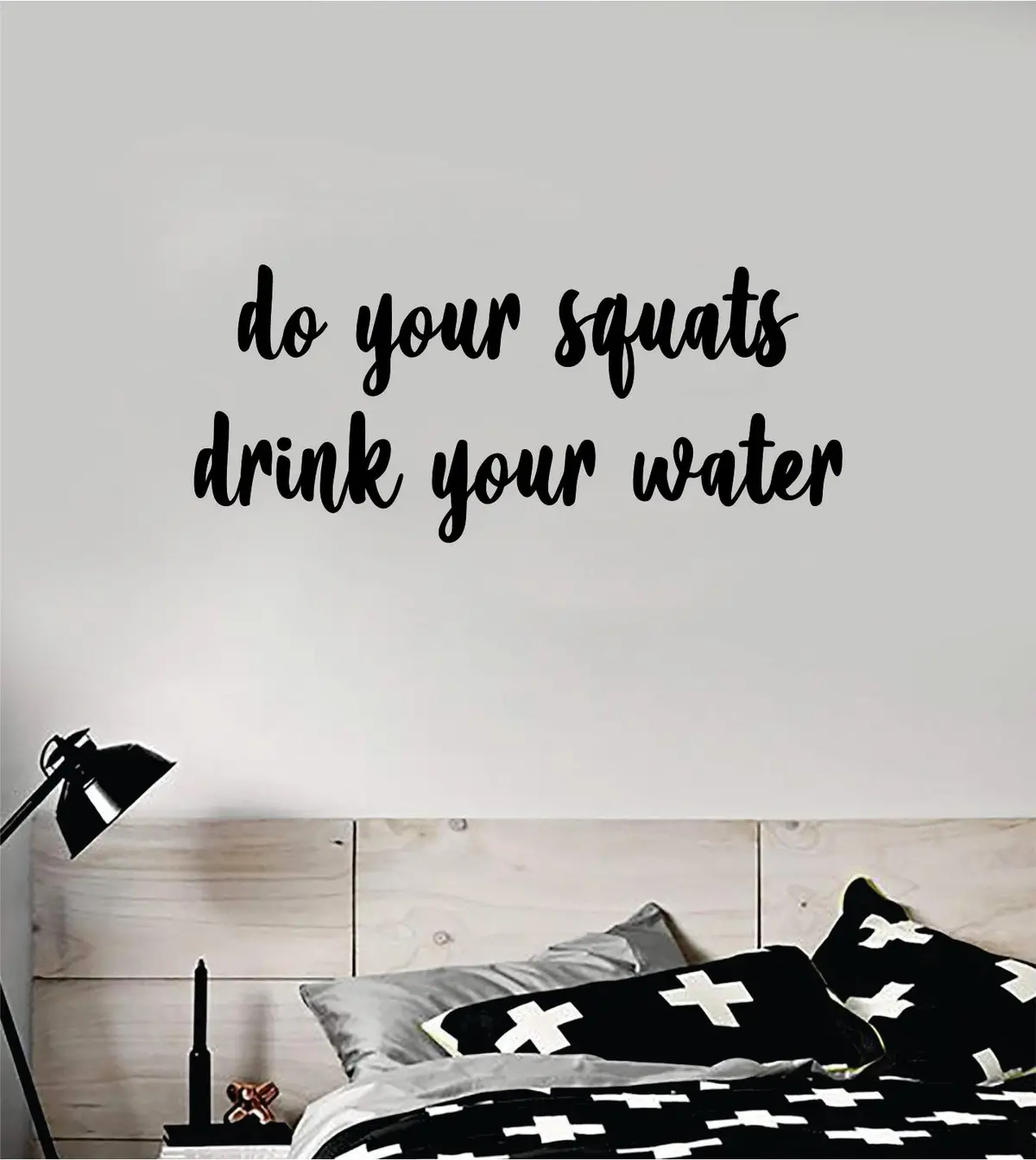 Do Your Squats Drink Your Water Wall Decal Sticker Vinyl Art Wall Bedroom Room Home Decor Quote Motivational Inspirational Gym Fitness Girls 1