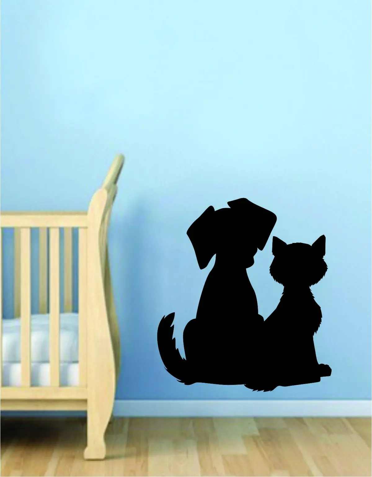 Dog And Cat Silhouette Wall Decal Sticker Room Art Vinyl Beautiful Animal Shelter Pet Rescue Vet Paw Print Love Puppy Kitty 1