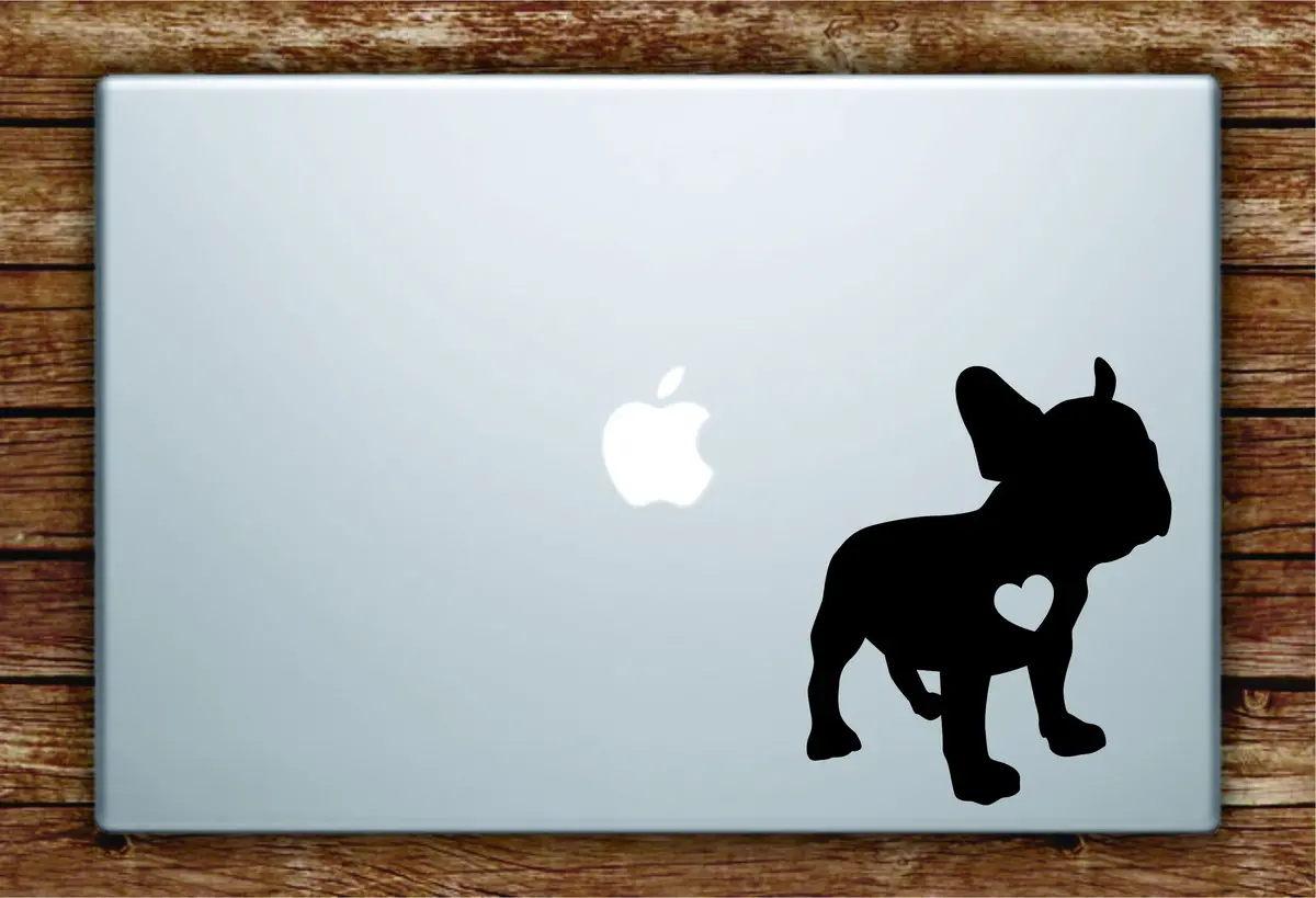 Dog Heart V 1 Laptop Apple Macbook Quote Wall Decal Sticker Art Vinyl Car Window Animals Puppy Love French Bulldog 1