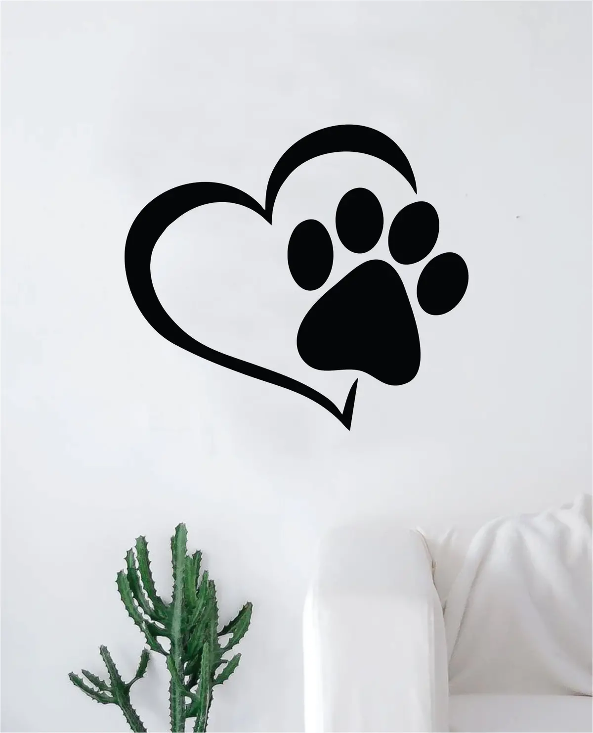 Dog Paw Heart V2 Decal Sticker Wall Vinyl Art Home Room Home Decor Animal Pet Teen Adopt Rescue Puppy Doggy Cute Love 1