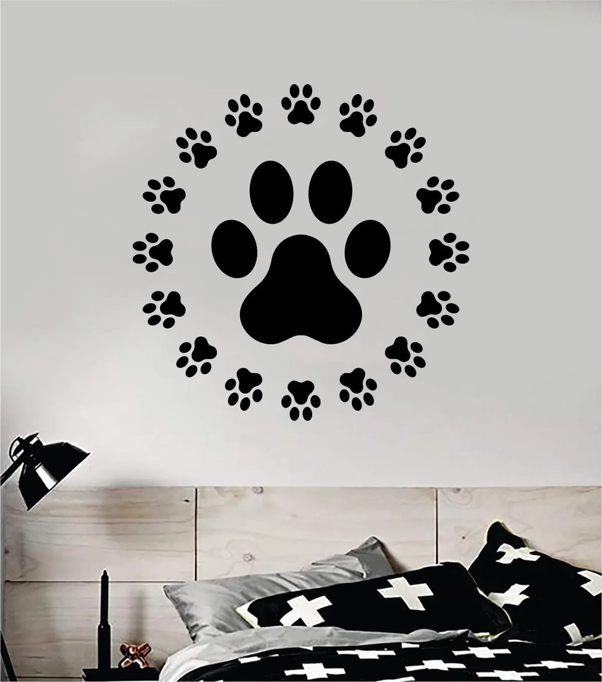 Dog Paw Circle Decal Sticker Wall Vinyl Art Home Room Home Decor Animal Pet Vet Teen Adopt Rescue Puppy Doggy Cute Love 1