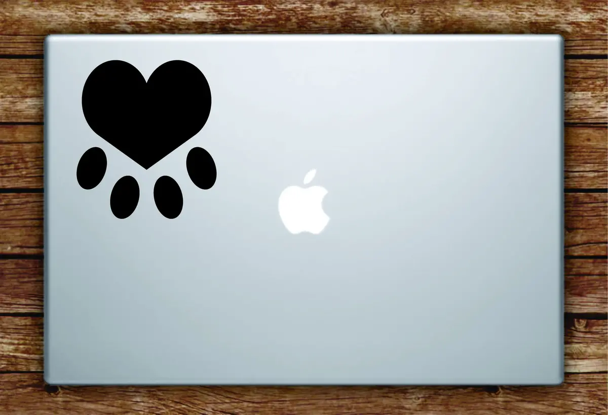 Dog Paw Heart Laptop Apple Macbook Quote Wall Decal Sticker Art Vinyl Animal Puppy Rescue Cute Love 1