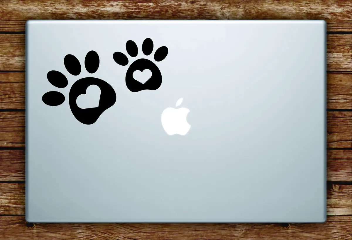 Dog Paw Hearts V2 Laptop Apple Macbook Quote Wall Decal Sticker Art Vinyl Animal Puppy Rescue Cute Love 1