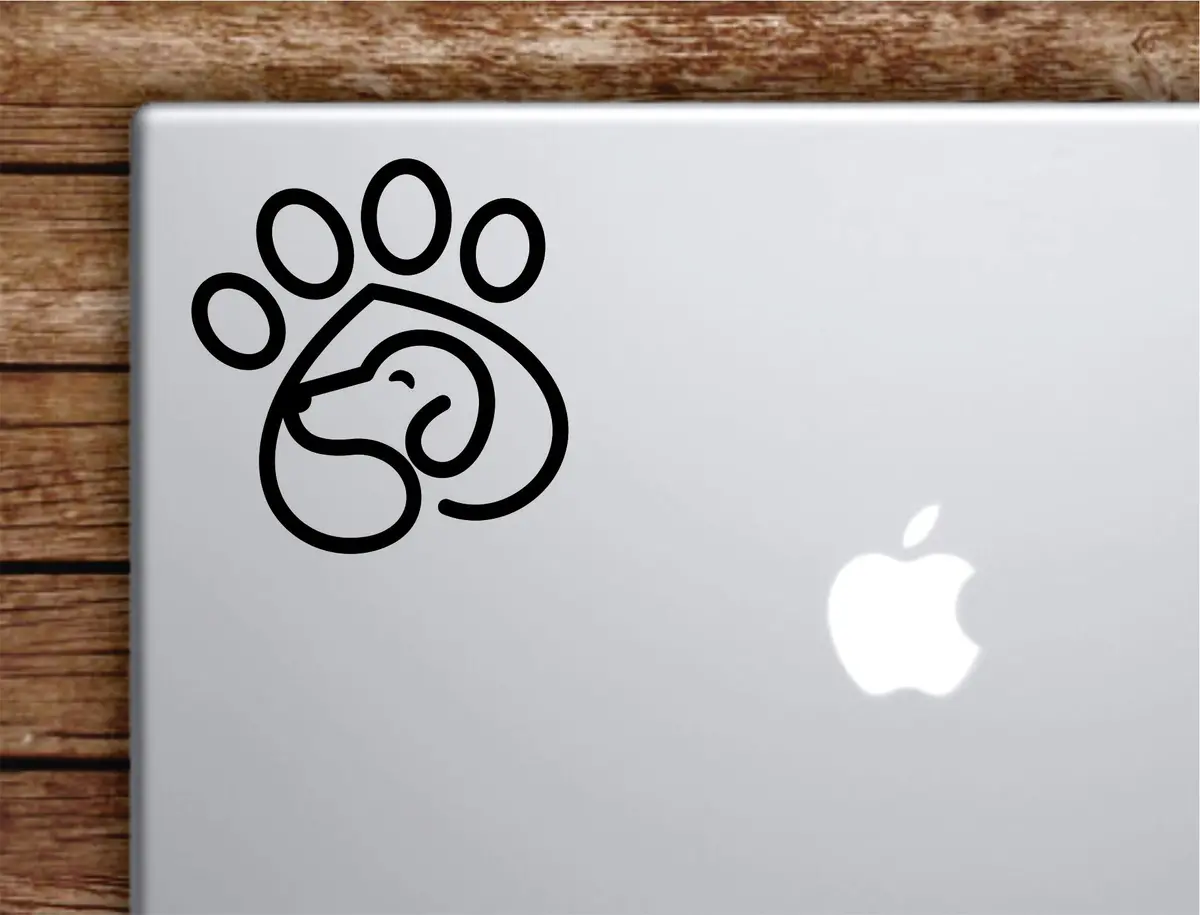Dog Paw Laptop Wall Decal Sticker Vinyl Art Quote Macbook Apple Decor Car Window Truck Kids Baby Teen Inspirational Girls Boys Cute Puppy Animals 1