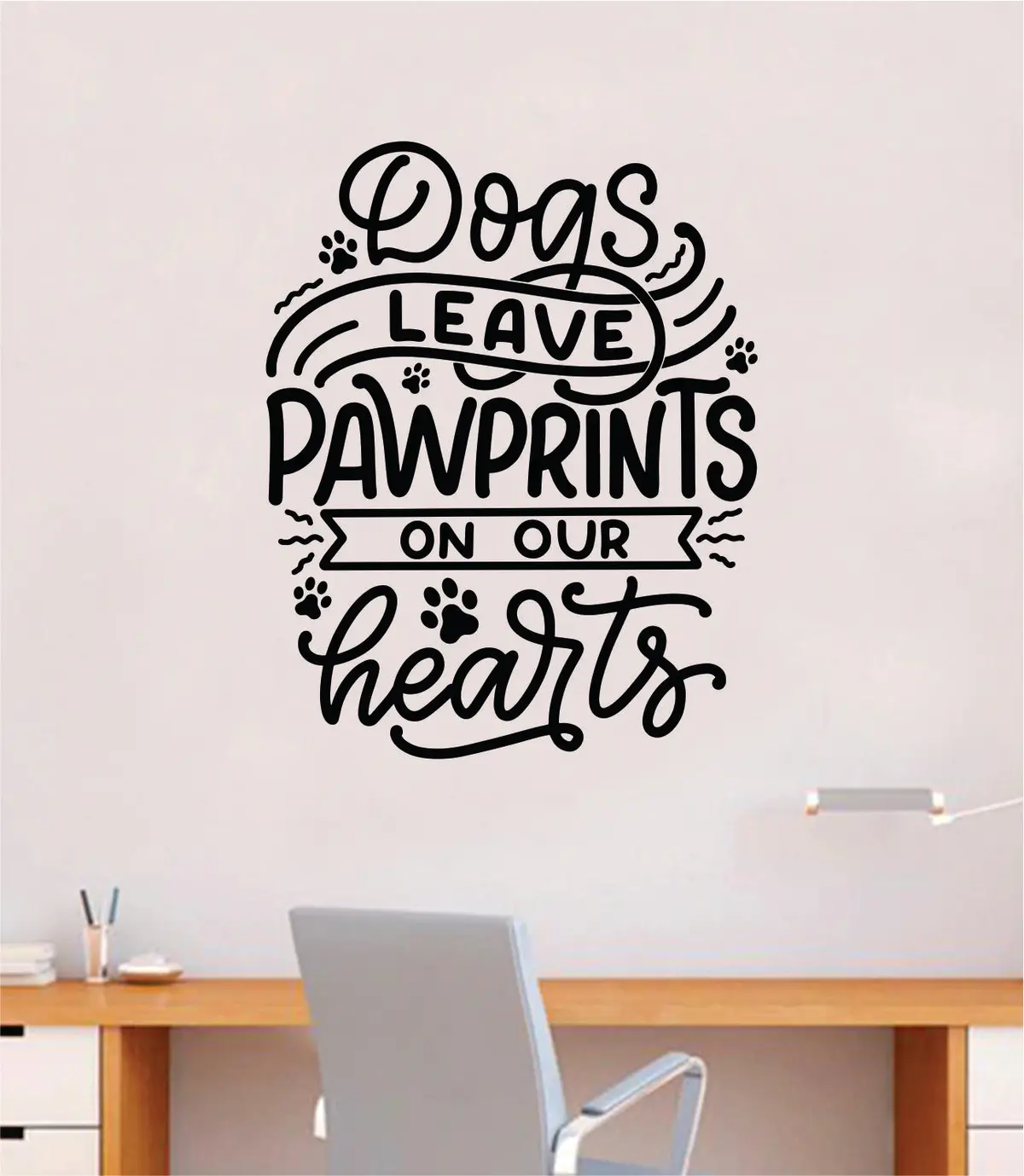 Dogs Paw Prints Hearts Wall Decal Decor Art Sticker Vinyl Room Bedroom Home Funny Teen Baby Girl Boy Animals Cute Puppy Vet Adopt Rescue 1