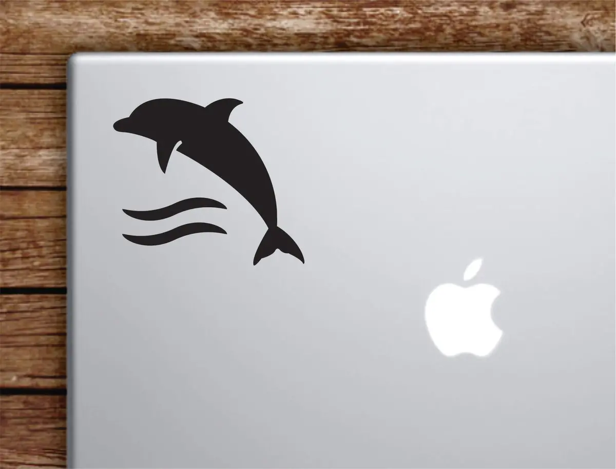 Dolphin Laptop Wall Decal Sticker Vinyl Art Quote Macbook Apple Decor Car Window Truck Teen Inspirational Girls Animals Ocean Beach 1