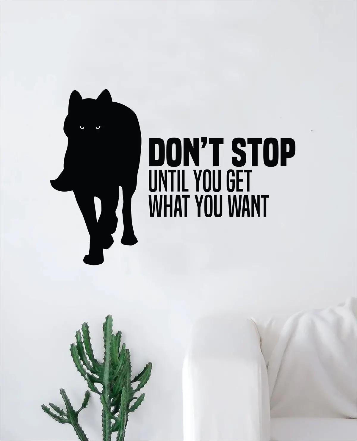 Don't Stop Wolf Quote Fitness Health Decal Sticker Wall Vinyl Art Wall Bedroom Room Decor Decoration Motivation Inspirational Gym Beast Animals 1