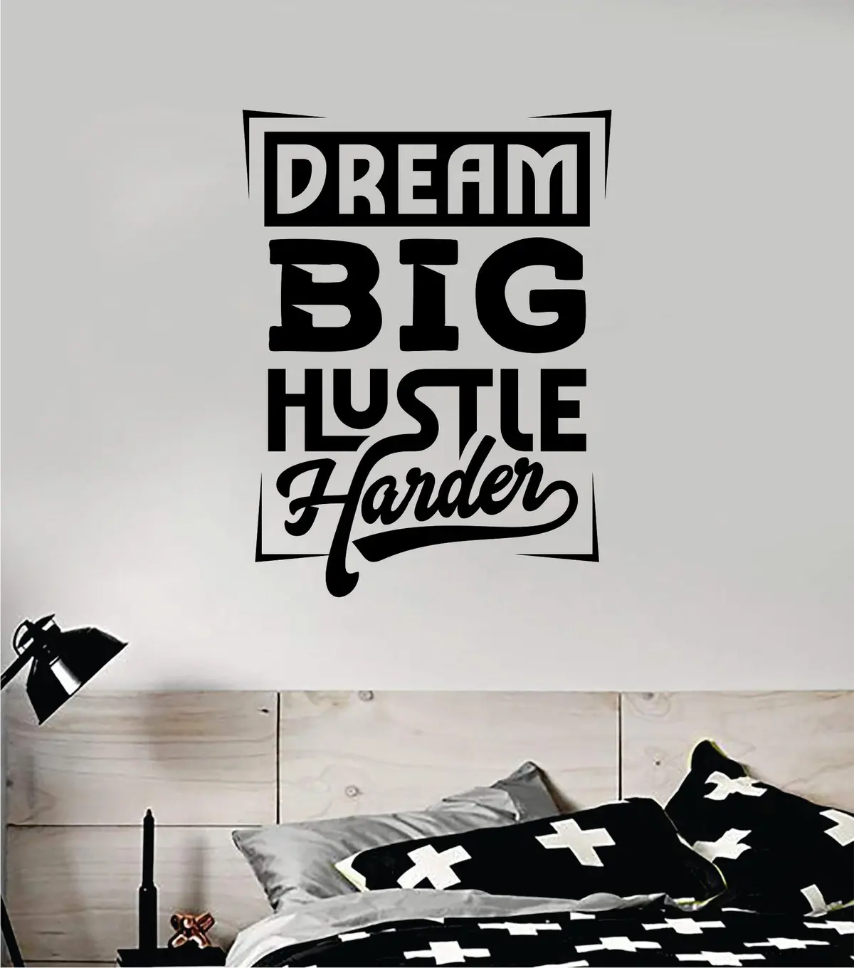 Dream Big Hustle Harder Wall Decal Sticker Vinyl Art Bedroom Room Home Decor Inspirational Motivational Teen Baby Nursery School Gym 1