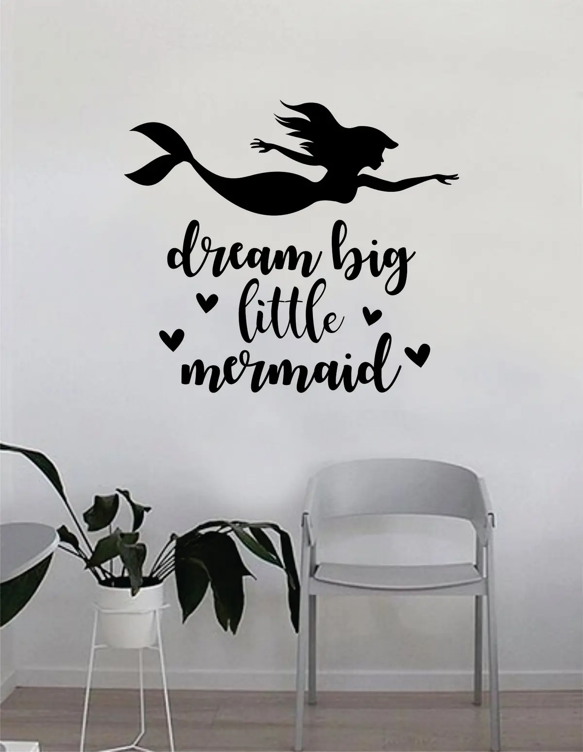 Dream Big Little Mermaid Wall Decal Sticker Vinyl Art Decor Room Bedroom Inspirational Girls Teen Ocean Beach Sea Nautical Cute Quote Daughter Love Hearts 1