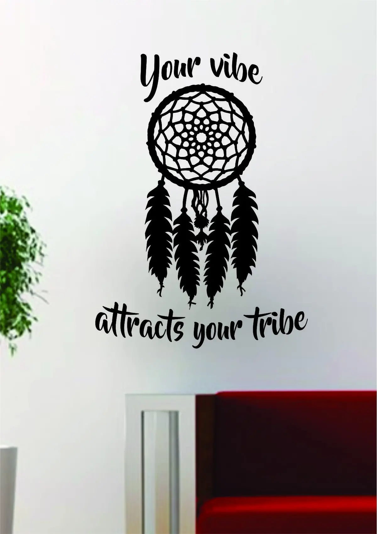 Dreamcatcher Your Vibe Attracts Your Tribe Quote Decal Sticker Wall Vinyl Art Decor Home Namaste 1
