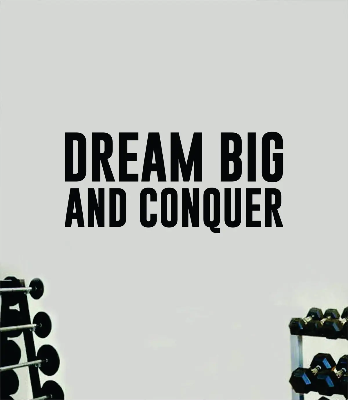 Dream Big And Conquer Wall Decal Sticker Vinyl Art Wall Bedroom Home Decor Inspirational Motivational Men Girls Sports Gym Fitness Health Train Beast Lift 1