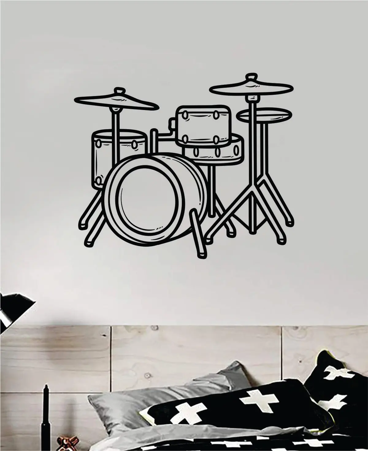 Drumset V8 Wall Decal Home Decor Bedroom Room Vinyl Sticker Art Music Drums Drummer Band Kids Teen 1