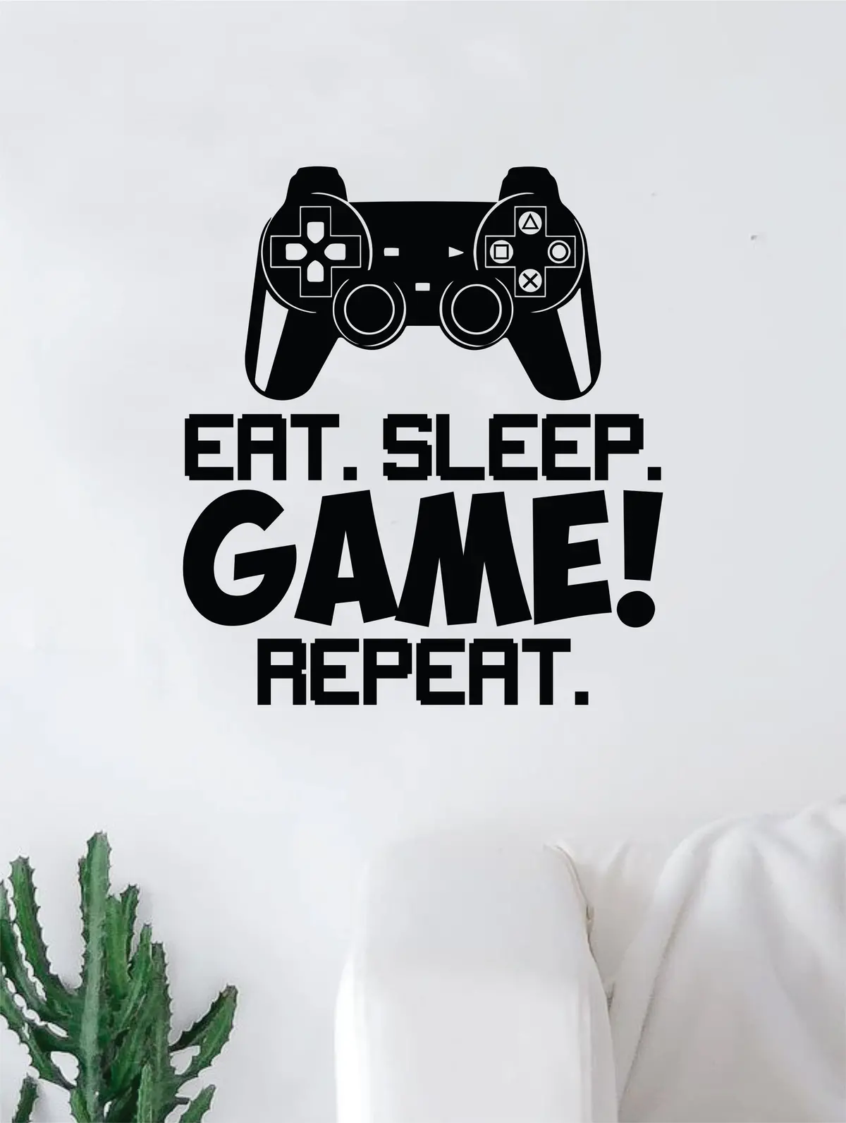 Eat Sleep Game Repeat V3 Controller Video Game Decal Sticker Wall Vinyl Decor Art Home Bedroom Living Room Retro Classic Nerd Teen Funny Gamer 1