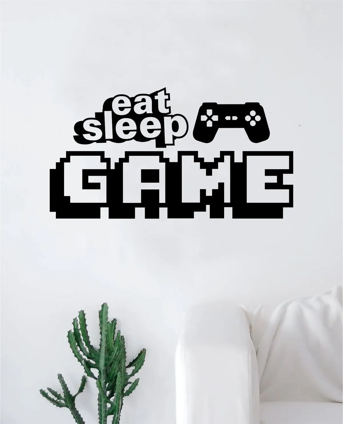 Eat Sleep Game V7 Wall Decal Decor Art Sticker Vinyl Room Bedroom Home Teen Inspirational Teen Funny Kids Gamer Video Games Nerd 1