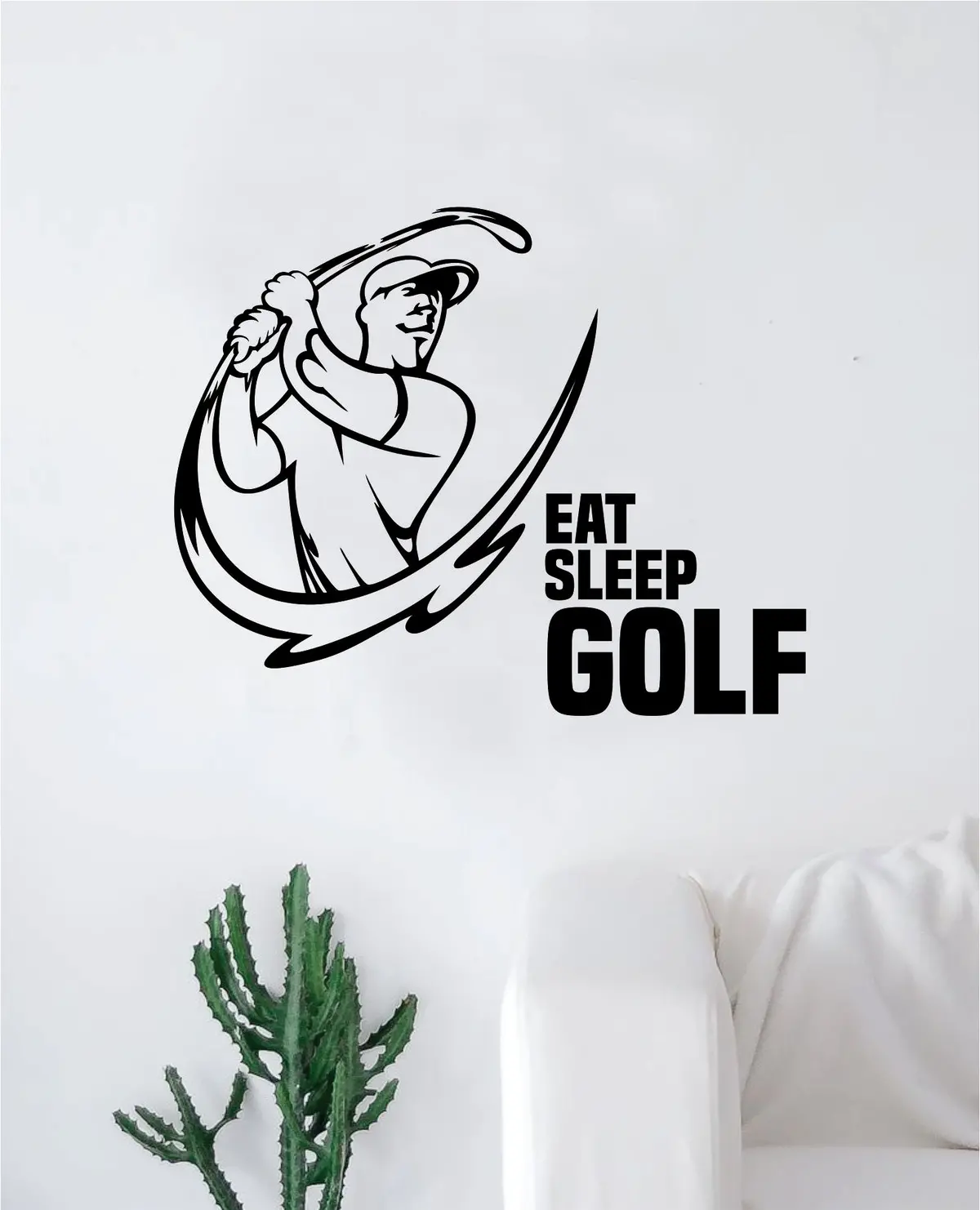 Eat Sleep Golf V2 Decal Sticker Wall Vinyl Art Home Decor Inspirational Sports Teen Kids Ball Green Putter Grass Golfball Club 1